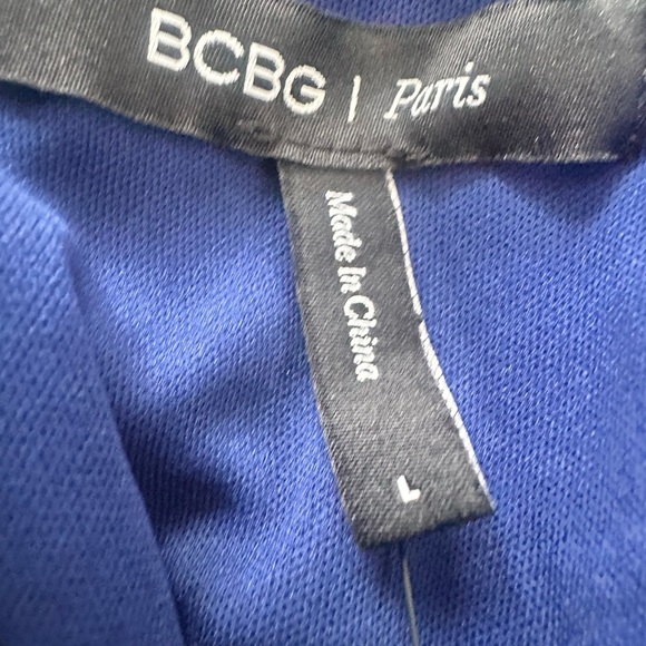 NWT BCBG Paris Mini Dress Sz 12/14 Blue Sleeveless Ruffle Straps faux wrap - Picture 10 of 10